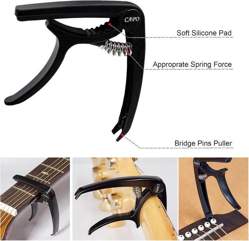 Anvin Acoustic Guitar Accessories Kit - Replacement Strings, Picks, Capo, String Winder, Bridge Pins, Picks for Guitar Players Beginners (48 Pcs) - Image 3